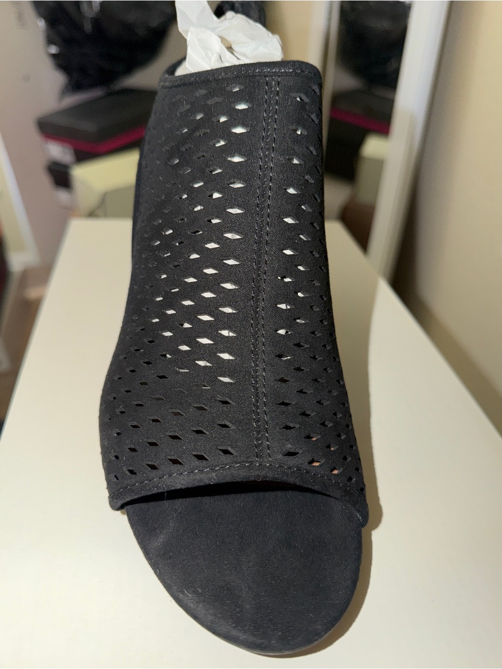 Style & Co. Black Perforated Open-Toe Mule